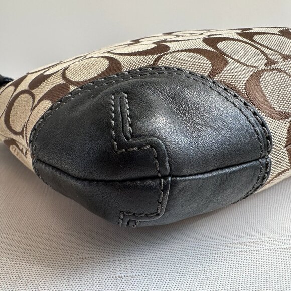 Y2K Coach Bleeker Hobo 11431, Black Tan Signature Canvas Shoulder Bag - Picture 9 of 16